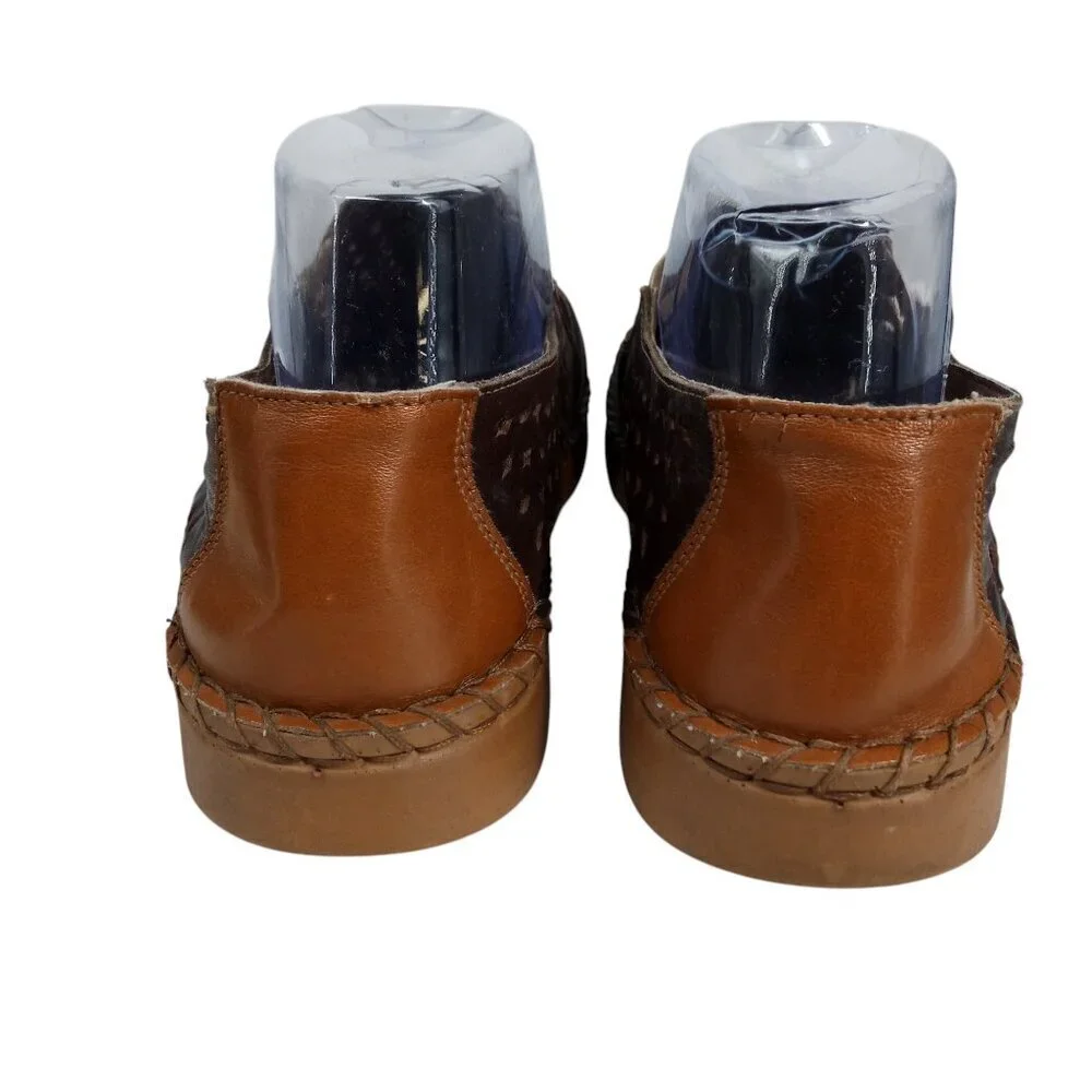 Rieker Brown Leather Slip On Comfort Loafers Size 40 US 9.5-10 Perforated